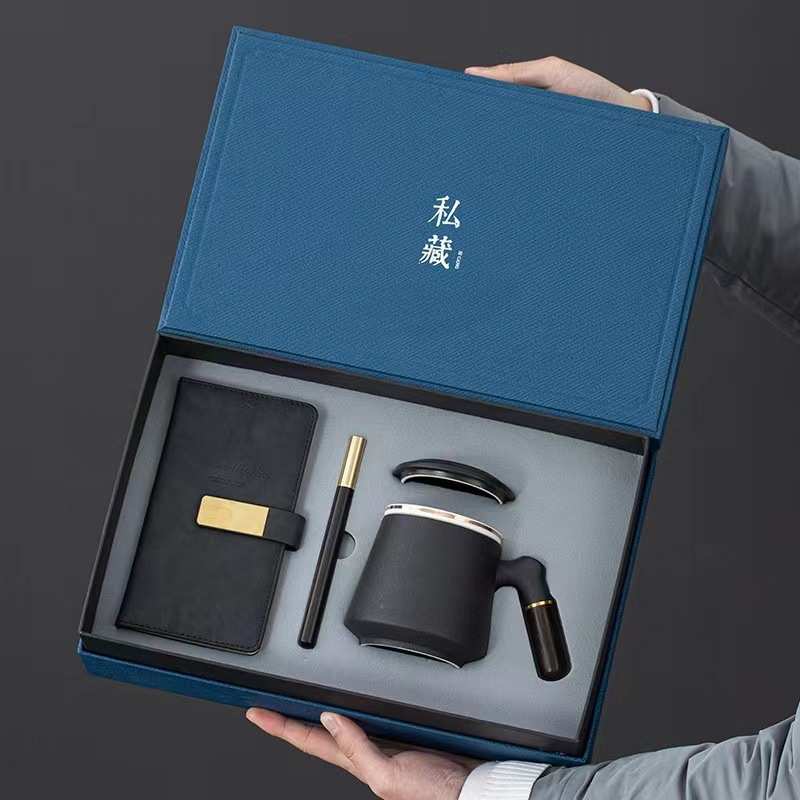 陶瓷水杯三件套带盖过滤签字笔书签笔记本套组节庆伴手礼商务礼品