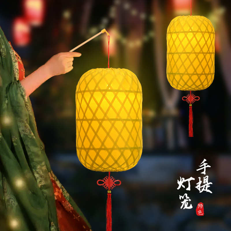 竹编灯笼手提舞蹈道具夜景影视道具拍照古装氛围灯笼古风手提灯笼