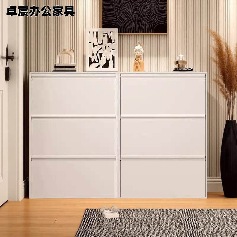 12-15现代简约超薄钢制翻斗鞋柜入户玄关鞋柜小体积防潮挂墙落地