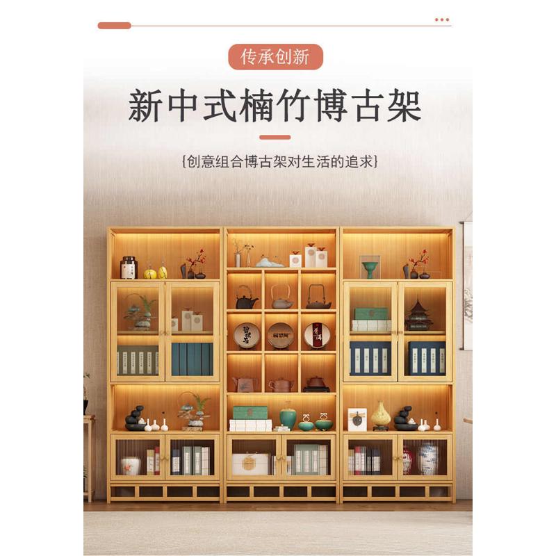 多宝阁架商用隔断带灯展示柜新中式非实木博古架茶室背景置物架