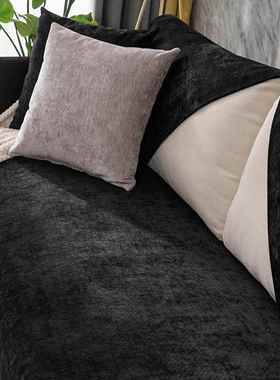 新品雪四尼尔绒沙简F5M63562发垫季通用防滑极现代意黑白创色皮沙