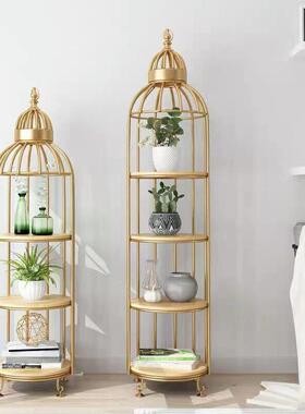 斯堪的纳维亚鸟笼花架覆古铁制落地多层角落装饰花盆架阳台客厅装