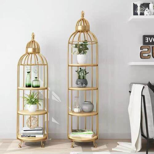 斯堪的纳维亚鸟笼花架覆古铁制落地多层角落装饰花盆架阳台客厅装