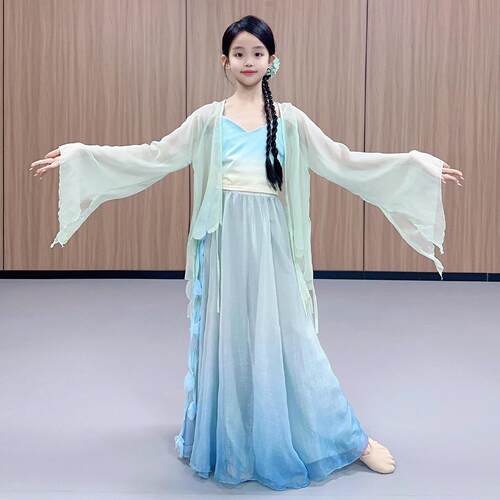 新款古典舞蹈服儿童女中国风仙气飘逸身韵纱衣艺考练功演出服套装