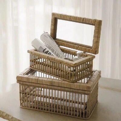 INS Wind Design Sense Wicker Basket Desktop Cosmetic