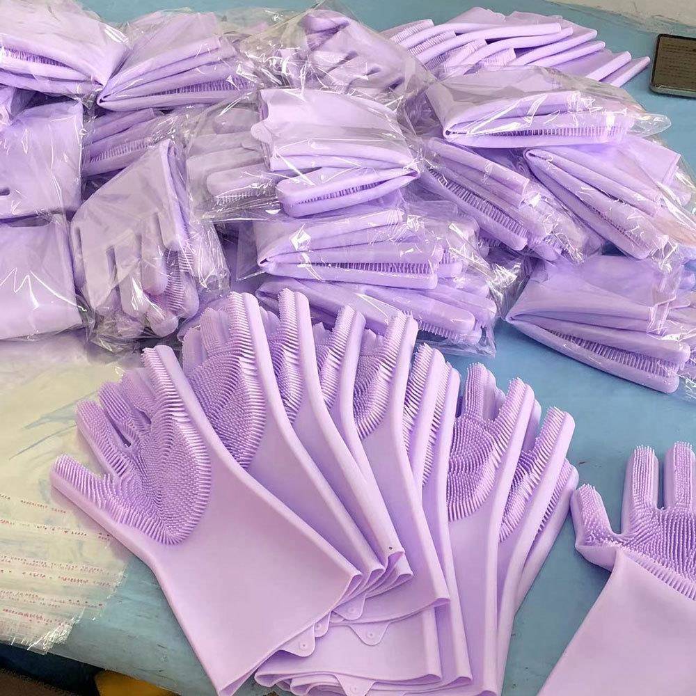 厂家直供洗碗硅胶手套厨房多功能家务隔热魔术清洁可宠物洗澡家用