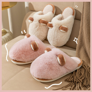 棉拖鞋女士冬季室内居家居防滑加绒加厚情侣毛拖鞋家用男士秋冬款