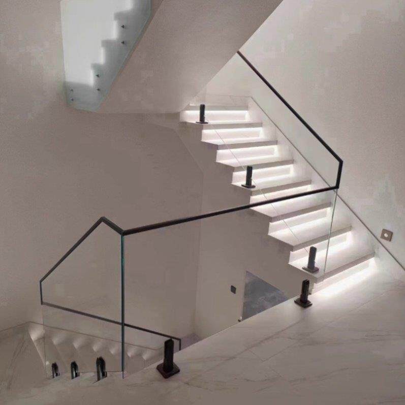 楼梯扶手护栏室内家用自装农村自建房不锈钢立柱钢化玻璃阳台栏杆