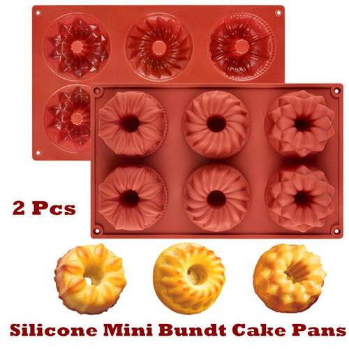 Mini Bundt Cake Pans Baking Silicone Fluted Tube Cake Pan