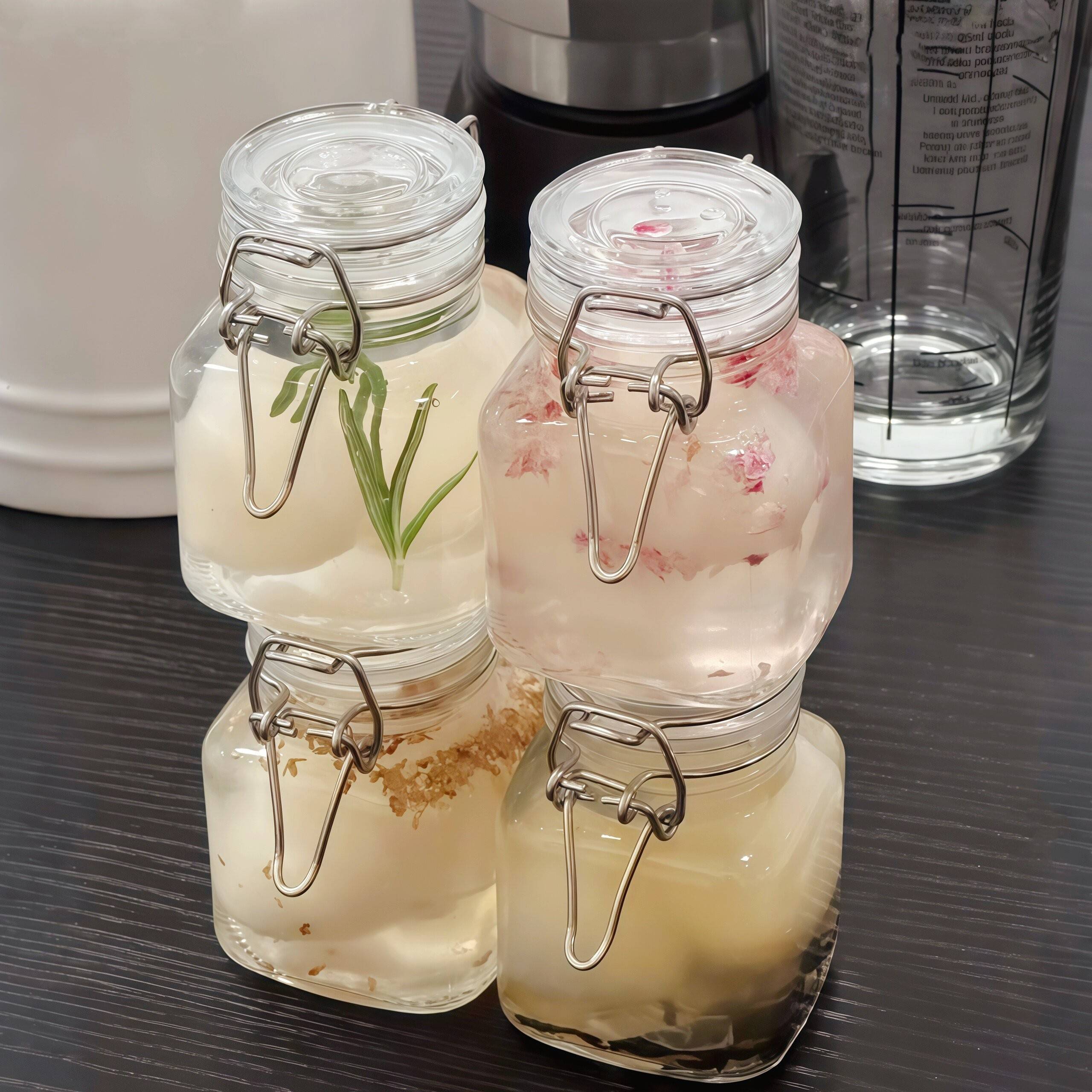 荔枝泡酒装瓶玻潮璃密分封罐100ml储存姜果汁酱冷藏防带盖子储物