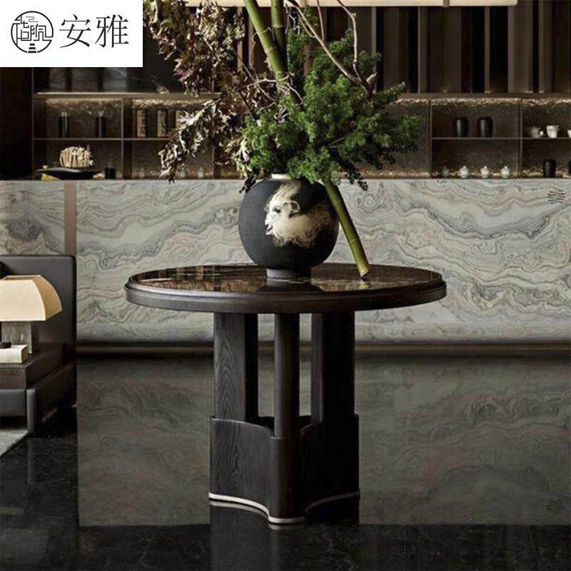酒店大堂端景台售楼处部大厅玄关桌架空层现代展示大圆桌花台桌子图片