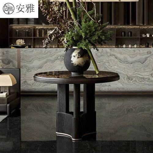 酒店大堂端景台售楼处部大厅玄关桌架空层现代展示大圆桌花台桌子