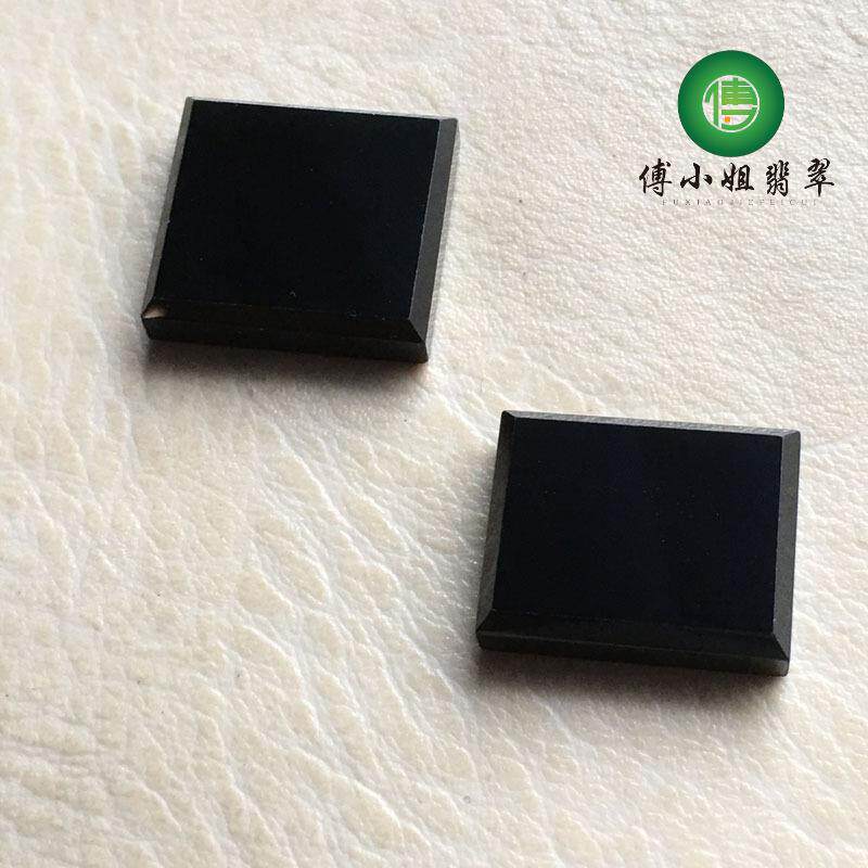 傅小姐翡翠 墨翠戒面,键盘黑,打灯透