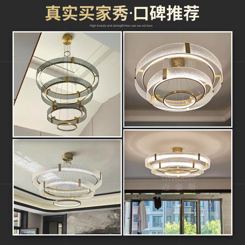 后现代轻奢全铜客厅吊灯大厅主灯简约覆式楼大吊灯家用饭厅卧室灯