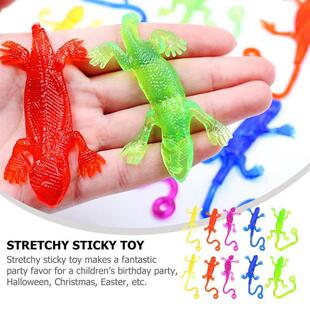 Sticky Kids 12Pc Retractable Toys for Gadget Colorful Lizard