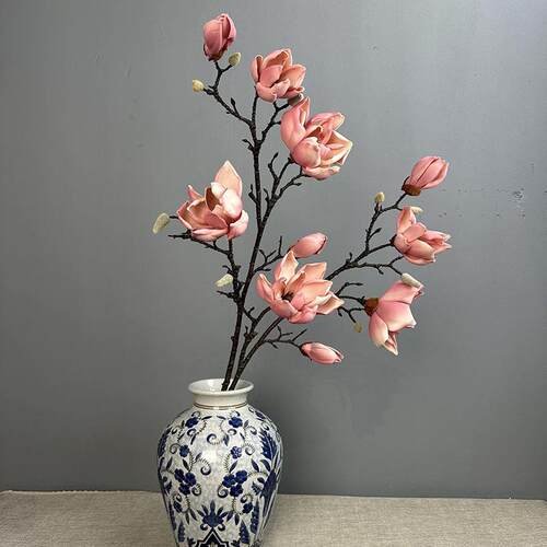 EVA仿真大玉兰 家居装饰大枝玉兰花仿真花摆件宿诧寂风复古玉兰花