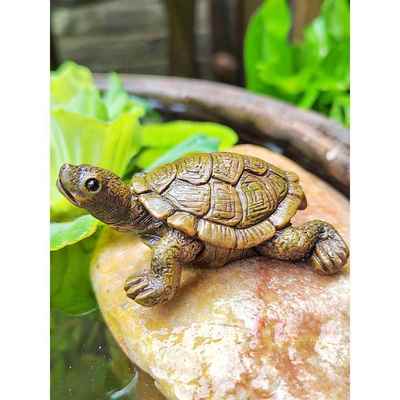 仿真小乌龟摆件花园微景观假山水池鱼池水族鱼缸造景装饰品小海龟