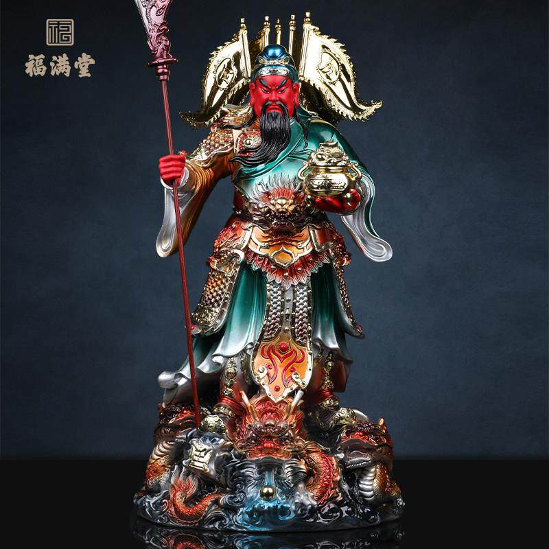 武财神关公神像供奉像树脂生意人摆件九龙关公绿袍关二爷关羽镇宅