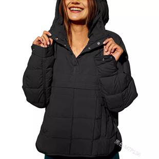 Womens Casual Oversized Hooded Puffer Jacket - Lightweight