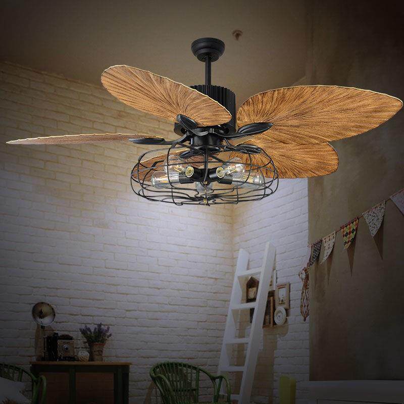 跨境亚马逊52寸大风力芭蕉扇叶风扇灯东南亚风格别墅豪华客厅吊扇