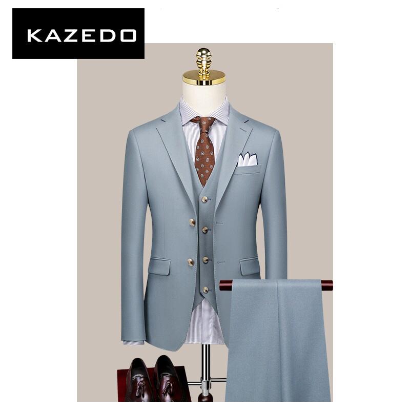 Kazedo西服套装男士三件套轻奢商务休闲正装英伦新郎结婚礼服西装
