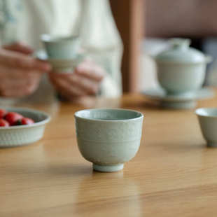 宋青缠枝莲花陶瓷茶杯主人杯个人专用单杯复古风品茗杯茶盏茶具