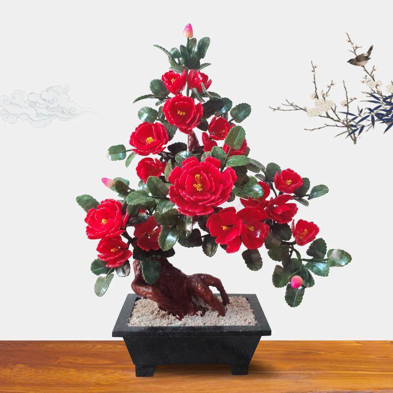 天然盆景花玉石工艺品创意雕刻盆景玉器客厅花树大茶几摆件