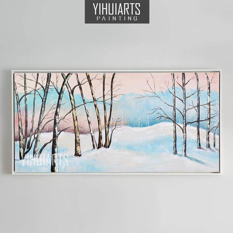 现代风景油画客厅手绘装饰画高档玄关有框画简约家居卧室床头挂画