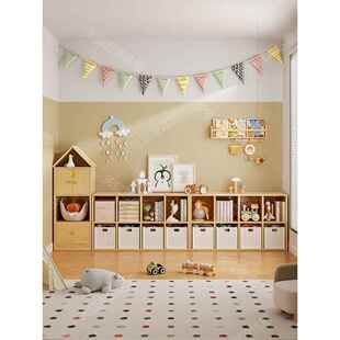 77￥7@@9儿童实木书架置物架落玩具格收纳矮书柜子储D物柜地客