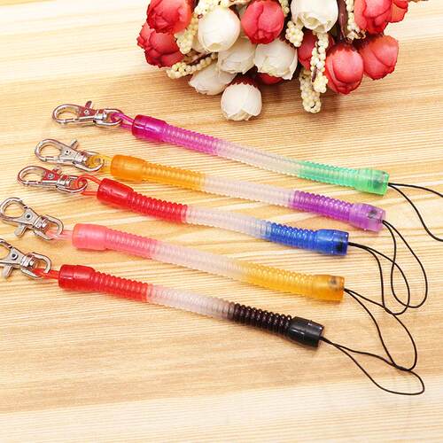 Short single-use elastic rope plastic keychain, vintage plas