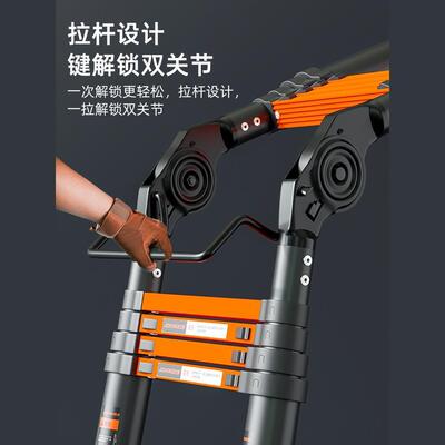 伸携缩梯子加厚铝合金升工FRO程梯便直梯降梯家用人字不锈钢折梯