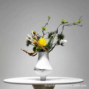 新中式禅意水墨工艺品酒店前台整体花艺摆件样板房龙柳枝干支软装