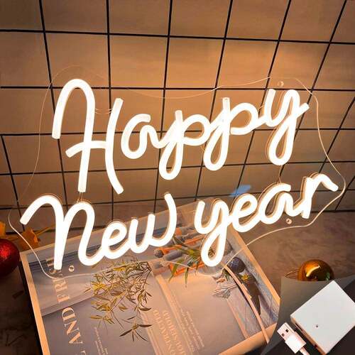亚马逊外贸跨境新年快乐LED标识Happy new year霓虹灯发光灯牌