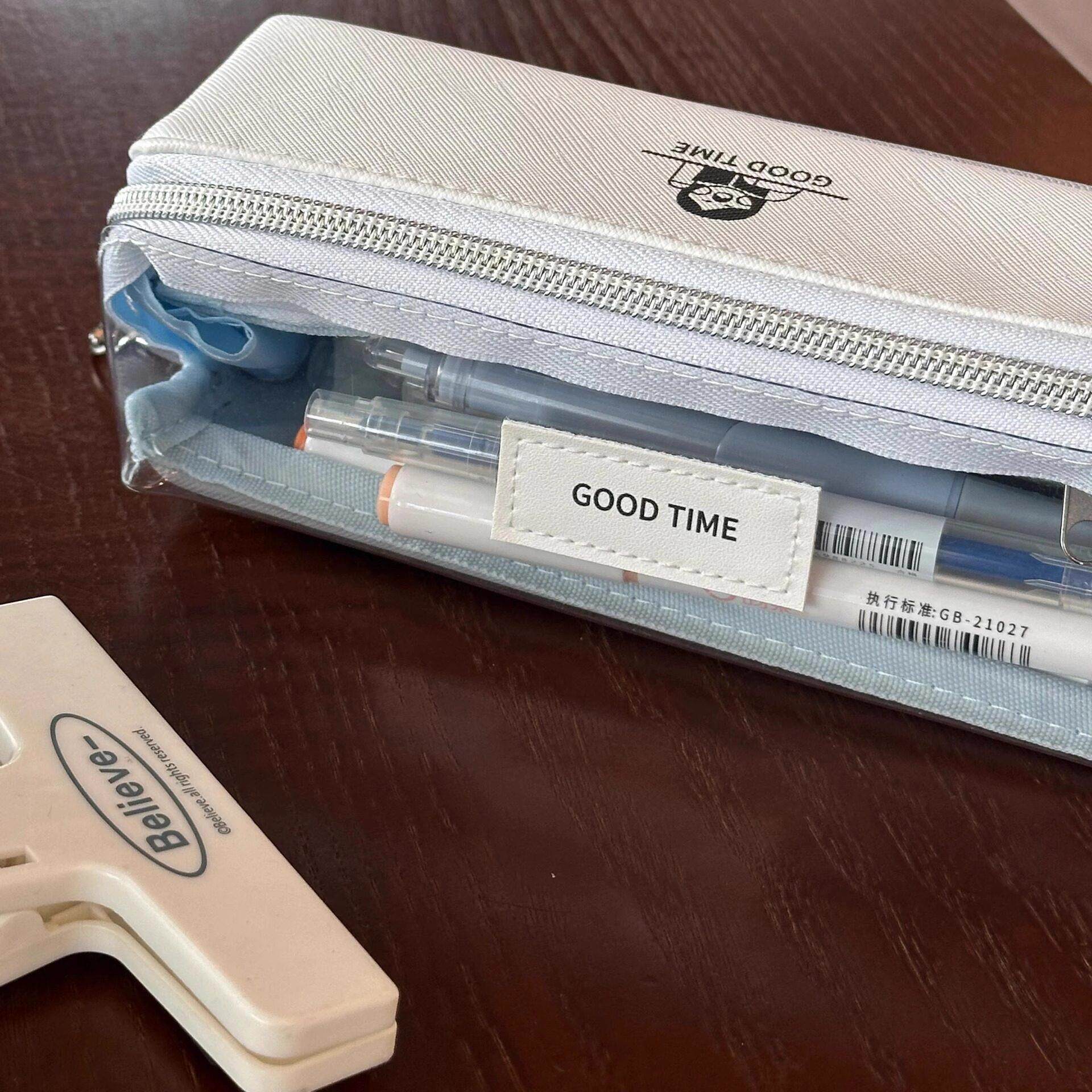 日系简约痛包笔袋高颜值小众极简风学生大容量双层文具铅笔收纳袋