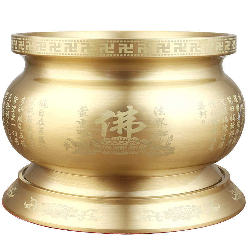 炉心经香炉寺院吉祥佛具家用仿古用品炉八铜莲花黄铜