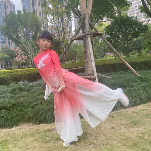 粉色烫钻秧歌舞民族舞舞蹈服亲子款母女款古典舞演出服