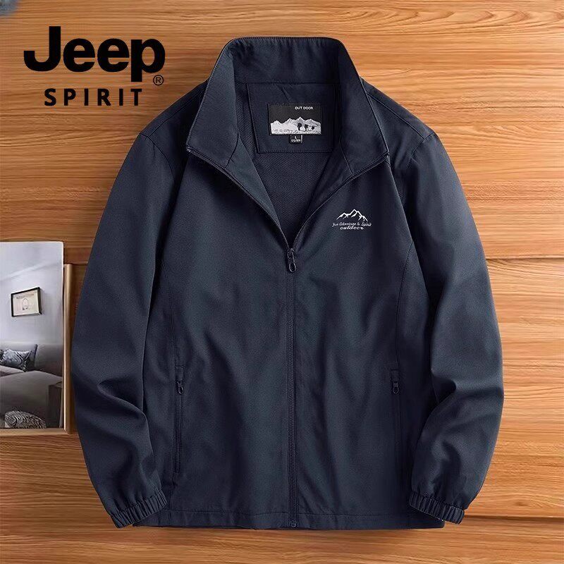 JEEP SPIRIT吉普立领夹克复古薄款防风男士春秋宽松户外运动外套