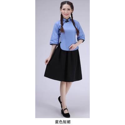 高档民国青年中山国装民学青生装诵五四年朗装民国风女装覆古演出