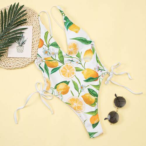 Bikini jumpsuit printed backless camisole swimsuit