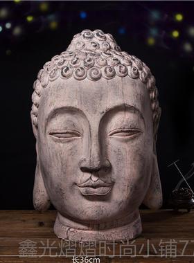 正品创意新中式禅意佛头摆件泰式关电视柜公室SP办A会玄刺青装所