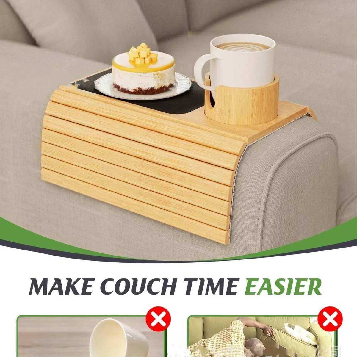 竹制家用沙发扶手托盘沙发托盘桌多功能可行动托盘桌可折叠杯托,居家日用,其它,淘宝优惠券,粉丝福利购,淘宝优惠卷