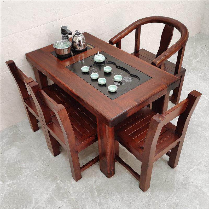 老船木小户型阳台茶桌椅组合实木功夫茶几家用简约小型泡茶台茶桌
