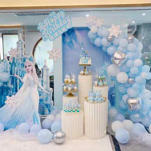 冰雪奇缘主题生日布置儿童周岁气球派对KT板背景装饰爱莎女孩