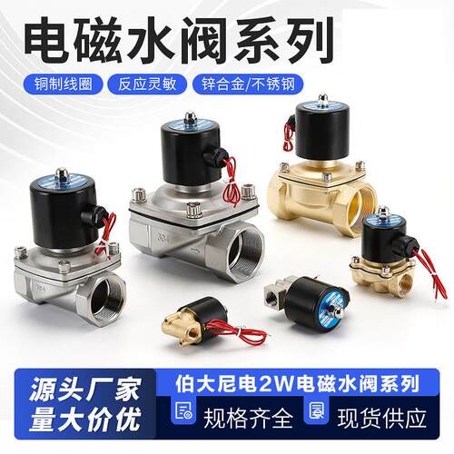 伯大尼常闭电磁阀水阀气阀2W025-08 AC220V控制阀开关阀2分电磁阀
