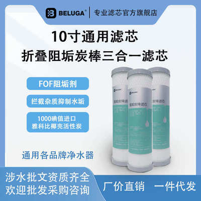 10寸20寸通用折叠阻垢复合滤芯椰壳活性炭FOF前置除垢净水器滤芯