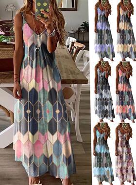 Women's printed camisole, tank top, jumpsuit, long