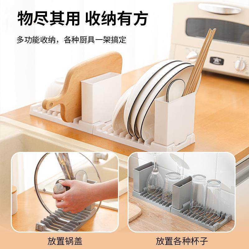厨房二合一可折叠盘子收纳沥水碗架 家用厨房碗碟餐盘置物收纳架