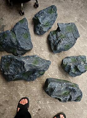 彷真石头造景树脂假山泡沫人造塑料假鹅卵石道具人工大玻璃纤维摆