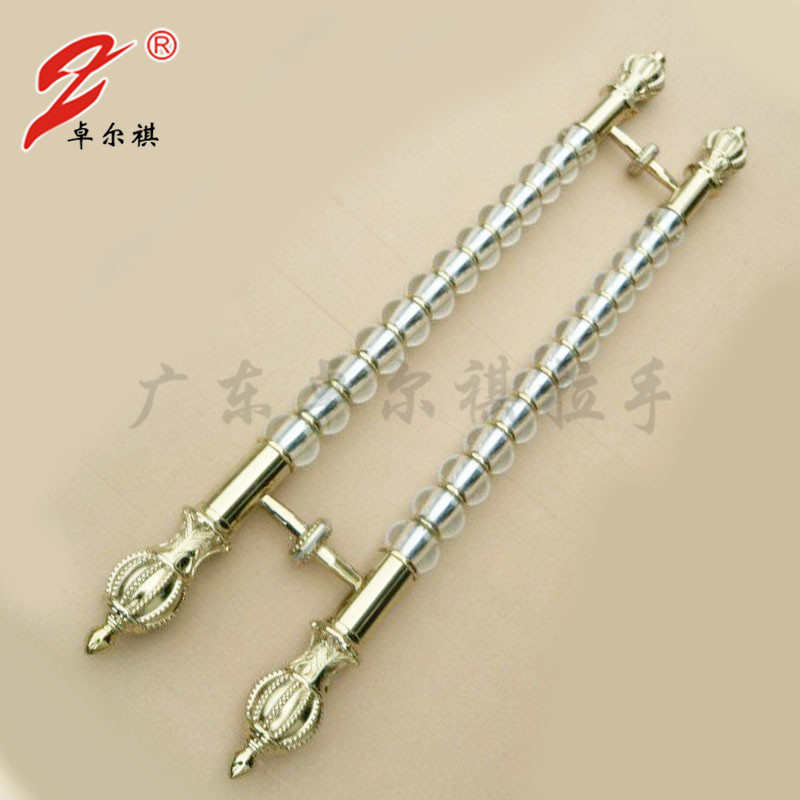 厂家订制 玻璃门欧式移门水晶+铜款大拉手 水晶把手扶手
