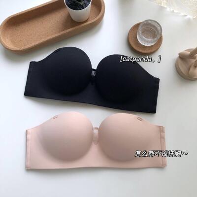 Catpanda无肩带无钢圈防滑聚拢内衣小胸显大抹胸文胸蹦迪胸罩女